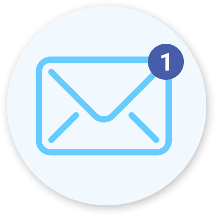 Das E-Mail-Symbol zeigt an, dass eine neue Nachricht eingegangen ist.