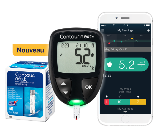 Découvrez la gestion facilitée du diabète*. Le nouveau lecteur CONTOUR® NEXT.  Faites confiance à la lumière.