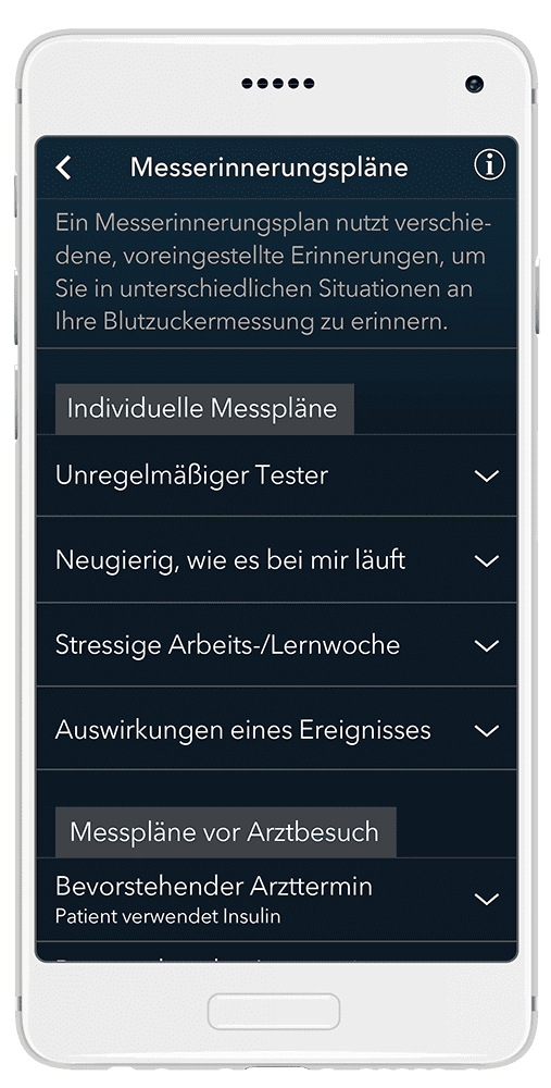 Verschiedene Messerinnerungspläne in der App.