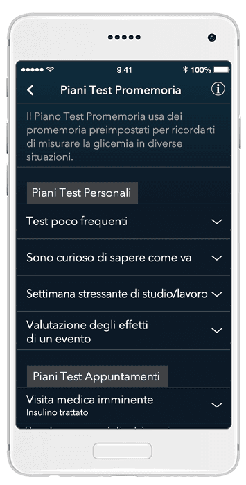 Vari promemoria delle misurazioni nell'app.